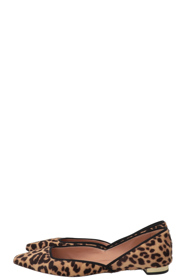 AQUAZZURA Ballerines plates Maia motif léopard marron