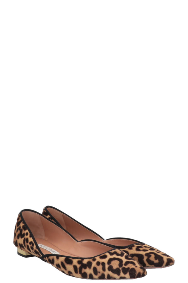 AQUAZZURA Ballerines plates Maia motif léopard marron