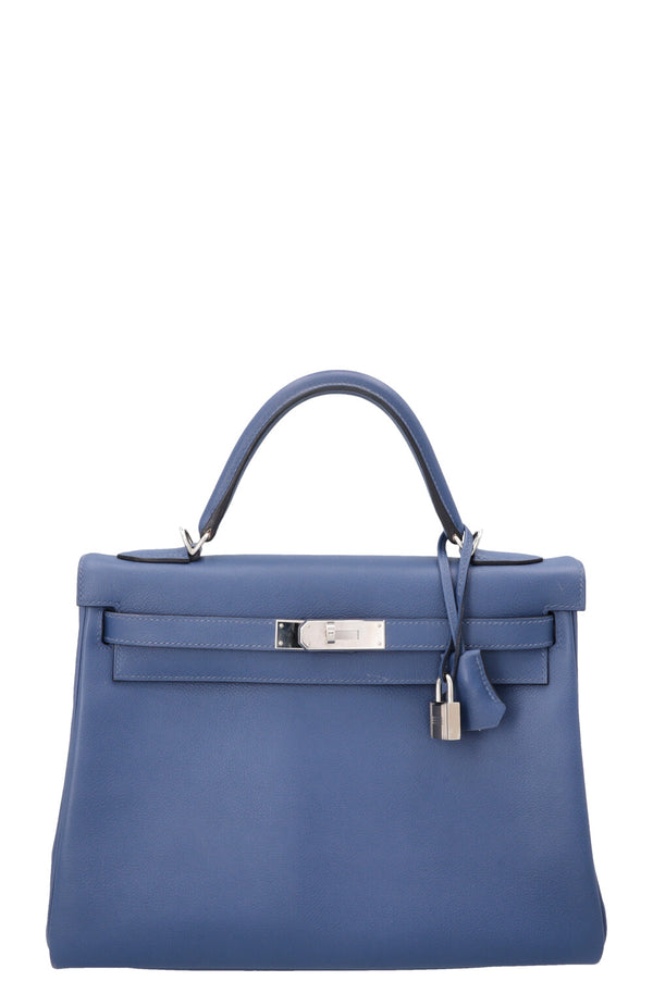 HERMÈS Kelly 32 Retourne Verso Evercolor Bleu Brighton Capucine