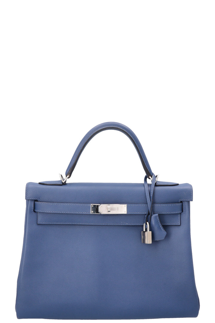 HERMÈS Kelly 32 Retourne Verso Evercolor Bleu Brighton Capucine