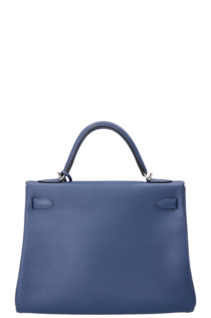 HERMÈS Kelly 32 Retourne Verso Evercolor Bleu Brighton Capucine