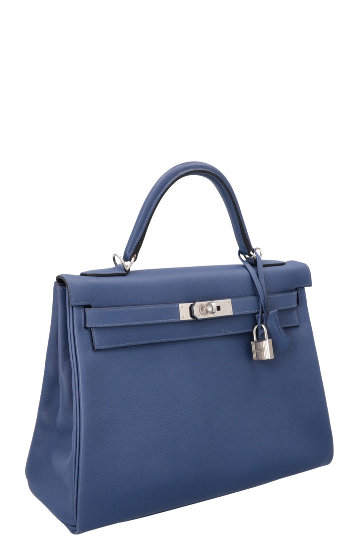 HERMÈS Kelly 32 Retourne Verso Evercolor Bleu Brighton Capucine