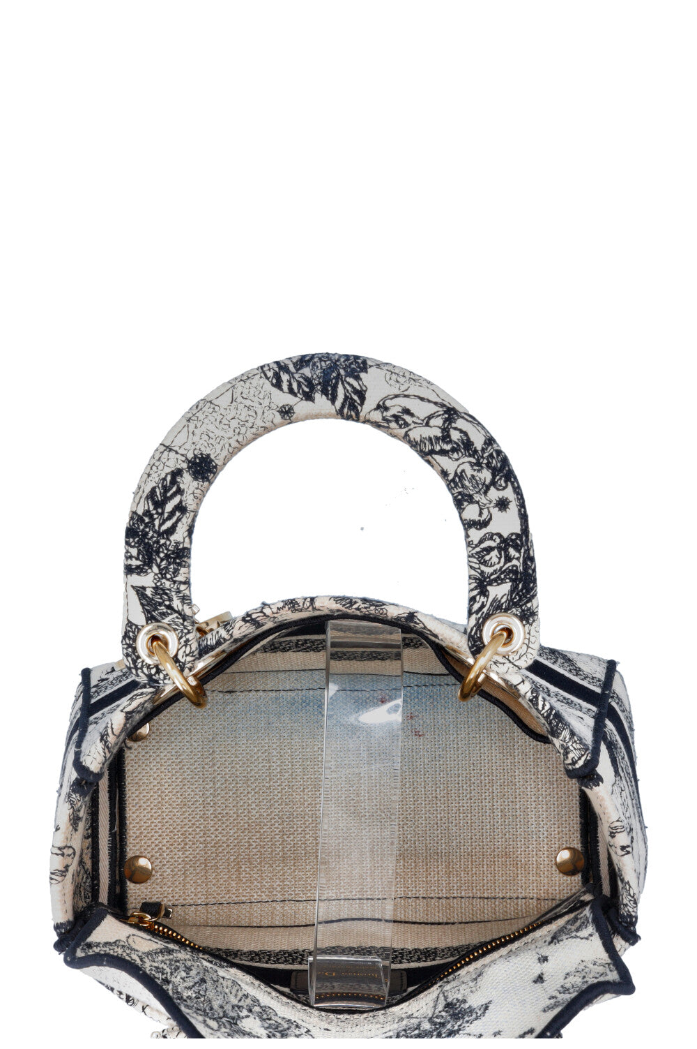 CHRISTIAN DIOR Lady Dior D-Lite Hercules Canvas Ivory Black