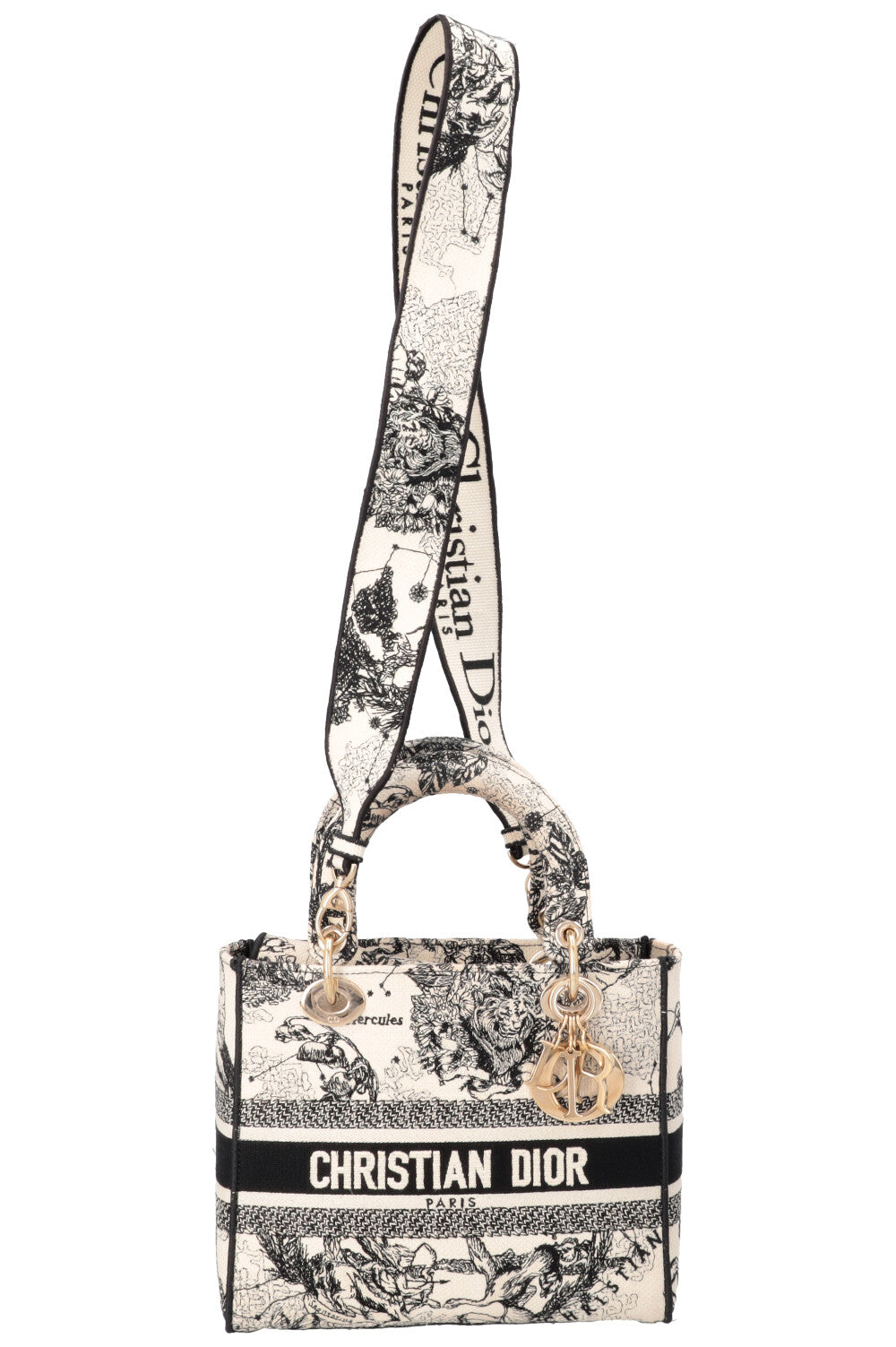 CHRISTIAN DIOR Lady Dior D-Lite Hercules Canvas Ivory Black