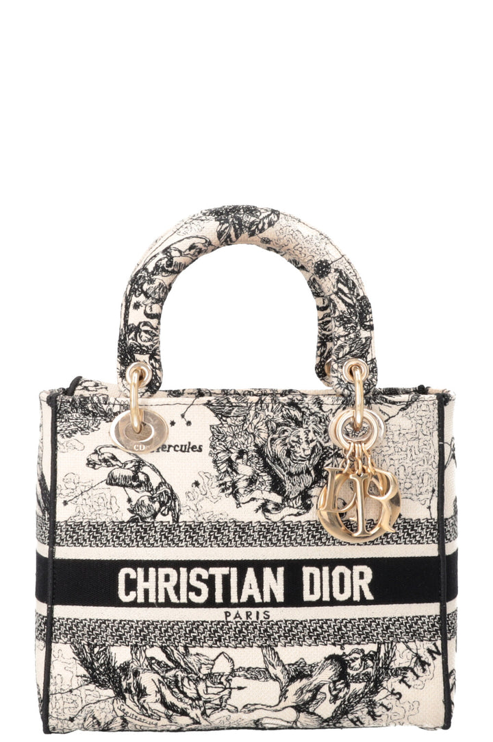 CHRISTIAN DIOR Lady Dior D-Lite Hercules Canvas Ivory Black