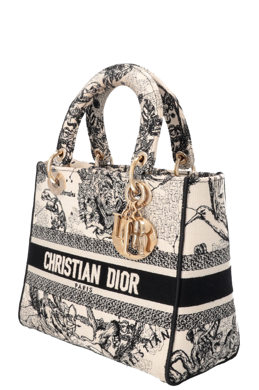 CHRISTIAN DIOR Lady Dior D-Lite Hercules Canvas Ivory Black