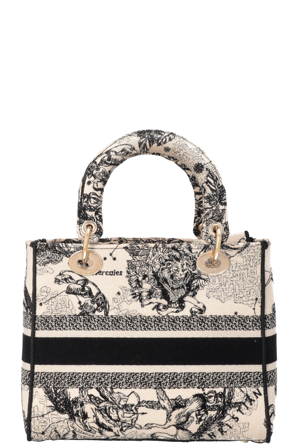 CHRISTIAN DIOR Lady Dior D-Lite Hercules Canvas Ivory Black