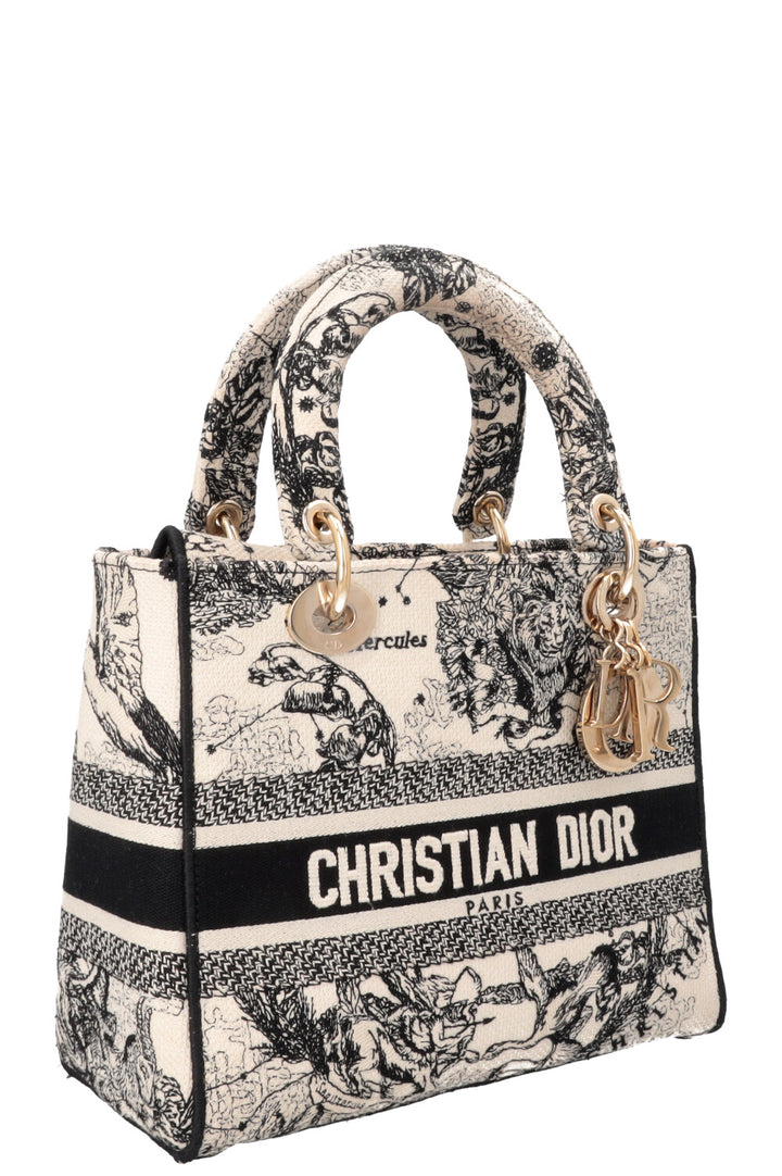 CHRISTIAN DIOR Lady Dior D-Lite Hercules Canvas Ivory Black