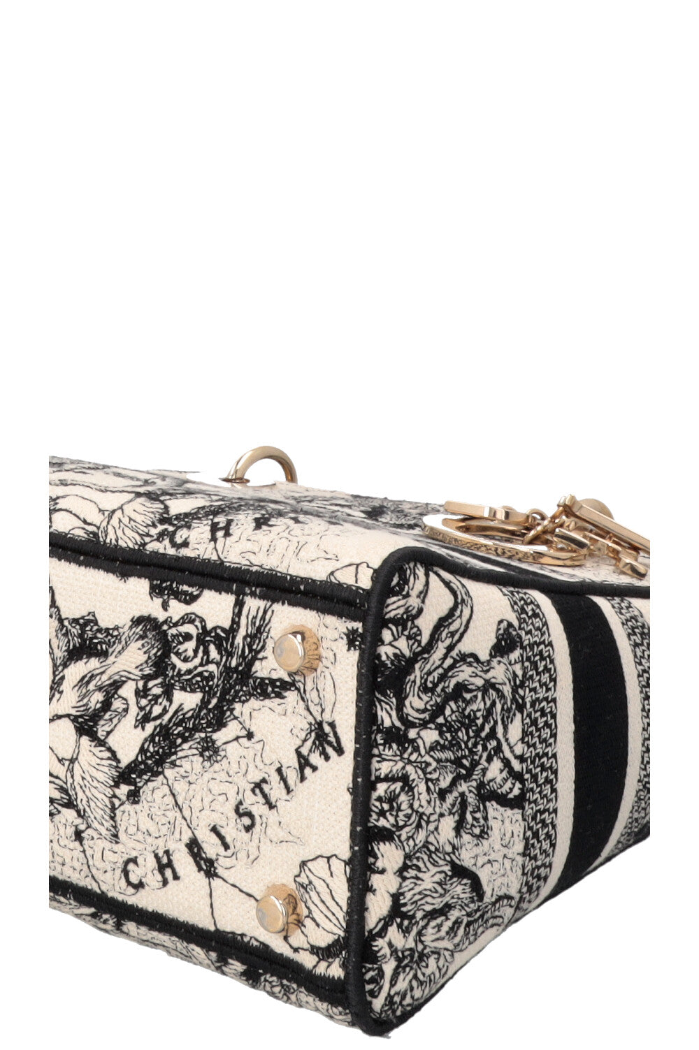 CHRISTIAN DIOR Lady Dior D-Lite Hercules Canvas Ivory Black