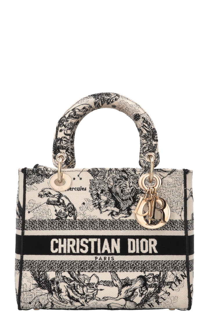 CHRISTIAN DIOR Lady Dior D-Lite Hercules Medium Canvas Black Ivory