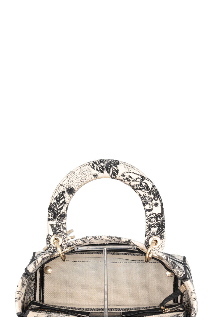 CHRISTIAN DIOR Lady Dior D-Lite Hercules Medium Canvas Black Ivory