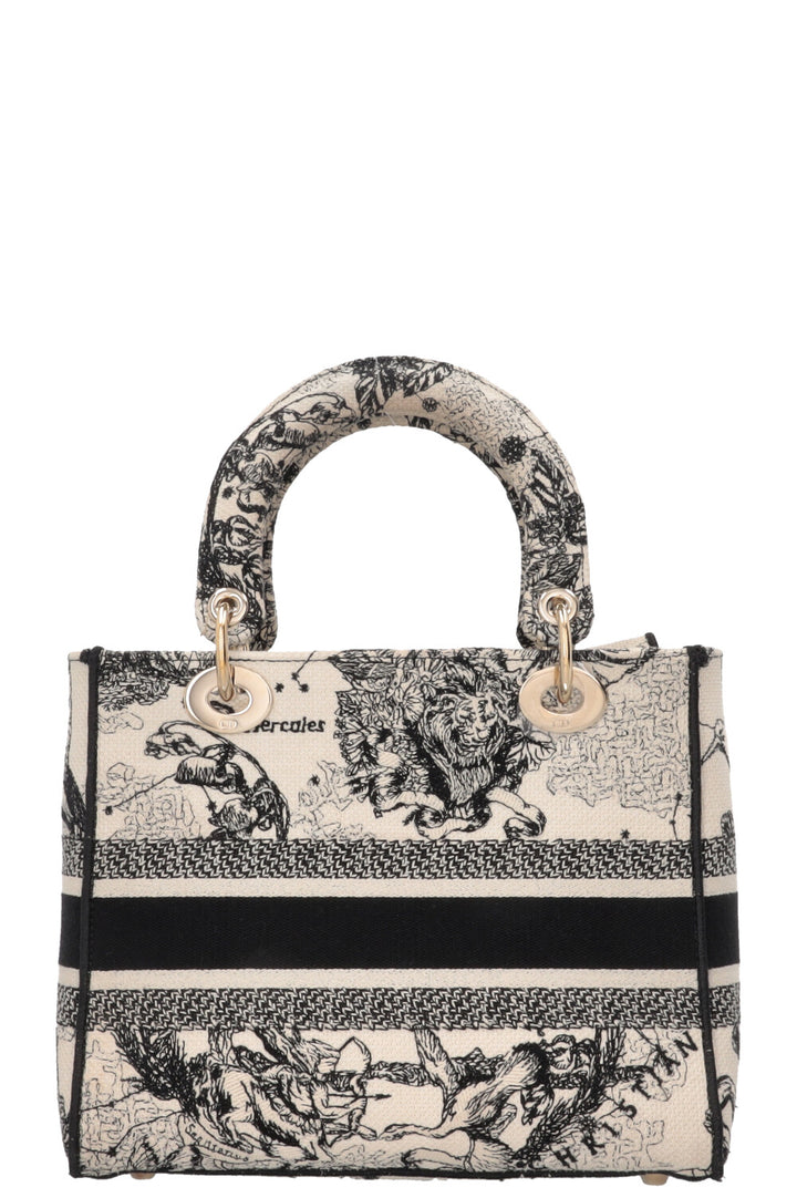 CHRISTIAN DIOR Lady Dior D-Lite Hercules Medium Canvas Black Ivory