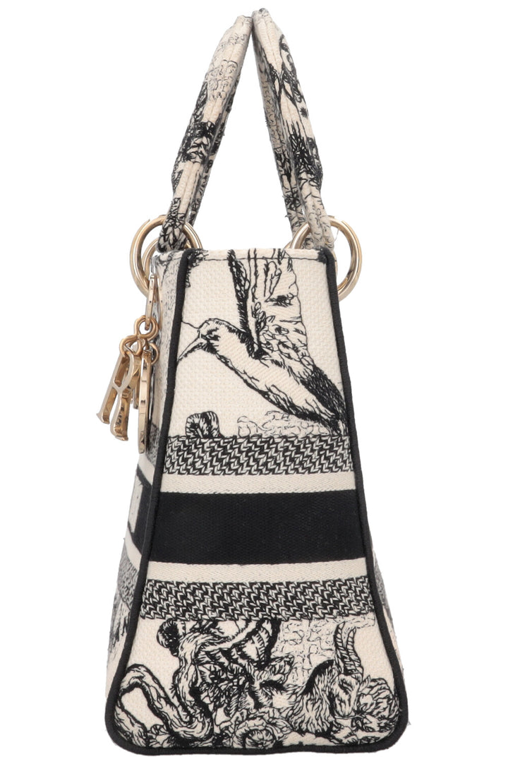 CHRISTIAN DIOR Lady Dior D-Lite Hercules Medium Canvas Black Ivory