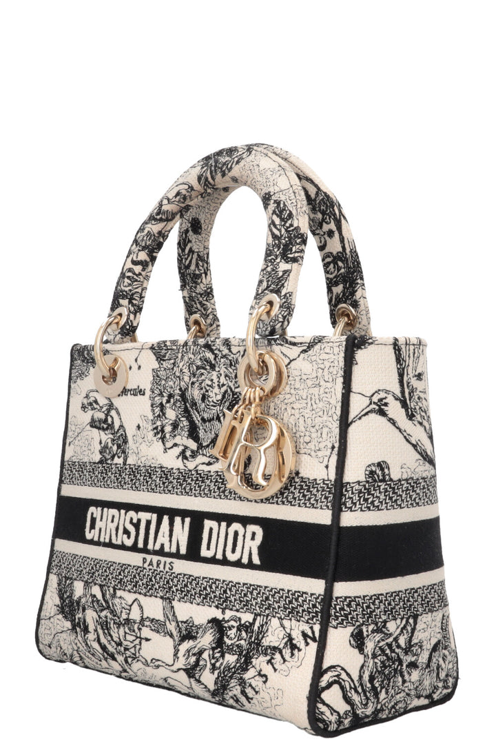 CHRISTIAN DIOR Lady Dior D-Lite Hercules Medium Canvas Black Ivory