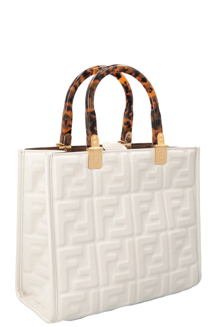 FENDI Sunshine Bag Zucca Leather White