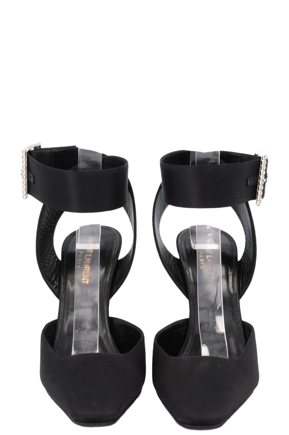 SAINT LAURENT Claude Slingback Heels Satin Black