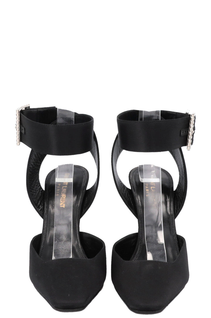 SAINT LAURENT Claude Slingback Heels Satin Black