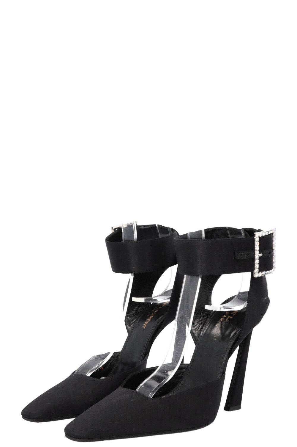SAINT LAURENT Claude Slingback Heels Satin Black