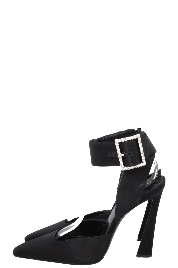 SAINT LAURENT Claude Slingback Heels Satin Black