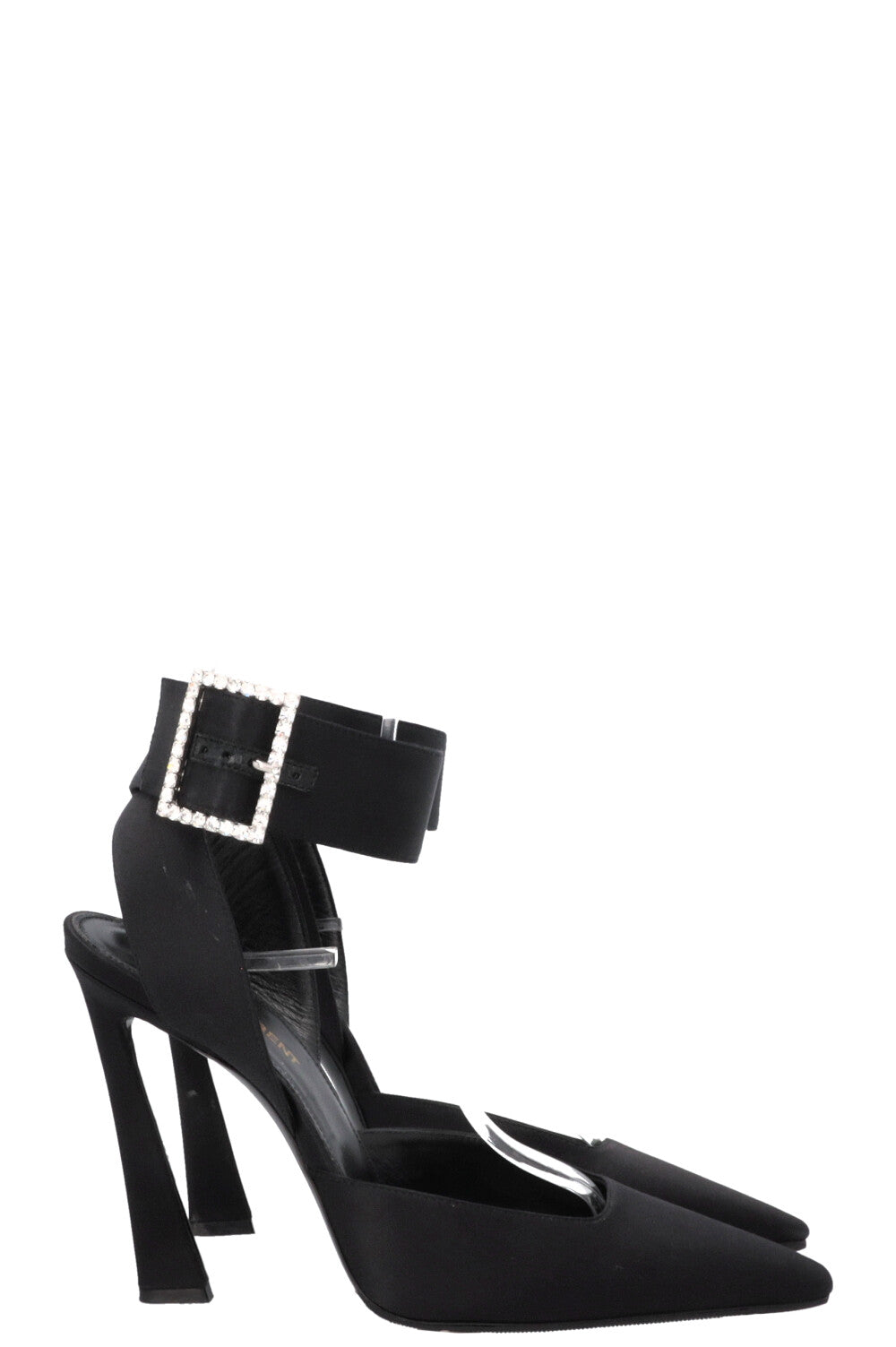 SAINT LAURENT Claude Slingback Heels Satin Black
