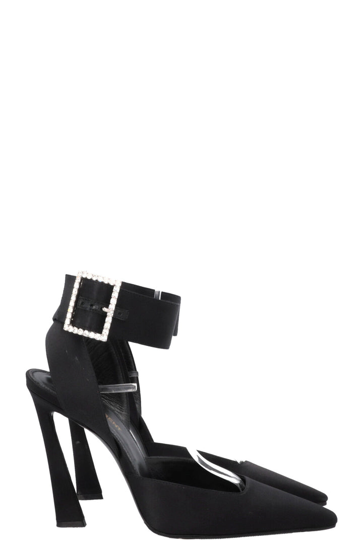 SAINT LAURENT Claude Slingback Heels Satin Black