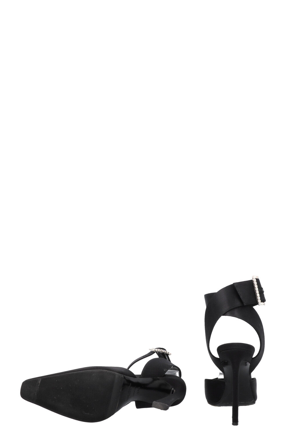SAINT LAURENT Claude Slingback Heels Satin Black