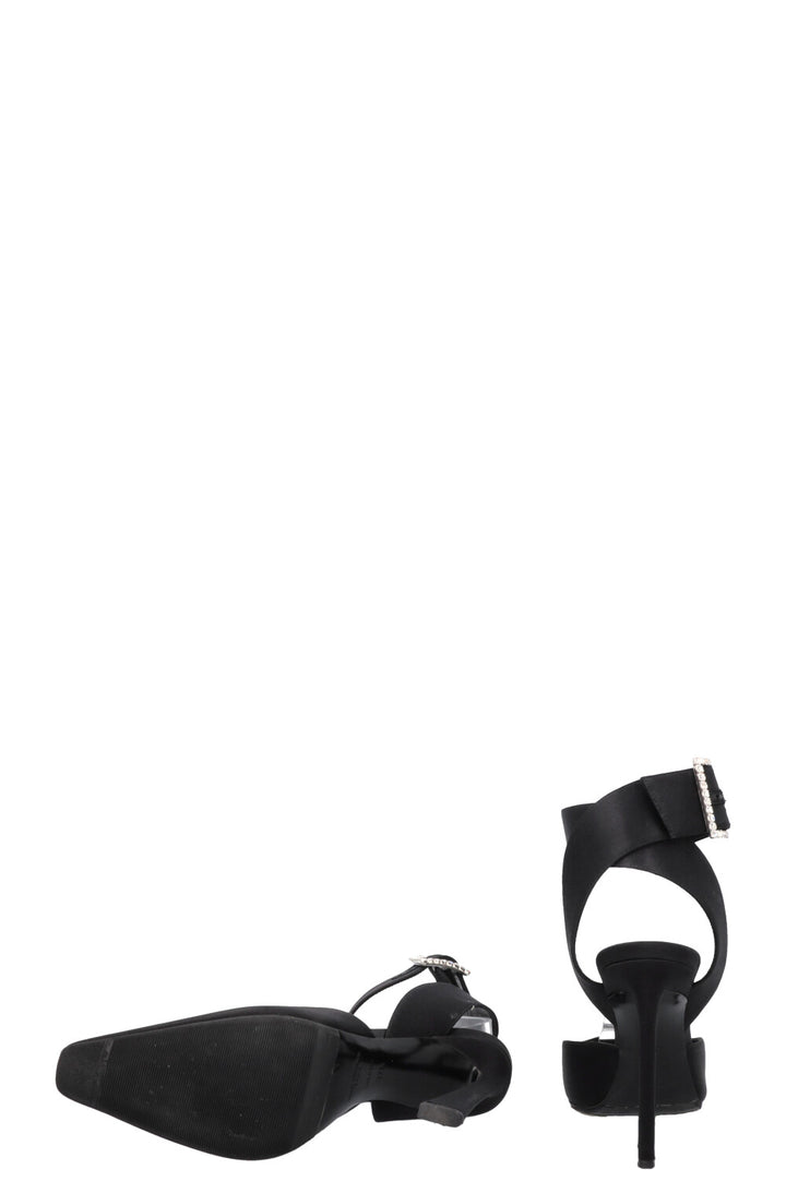 SAINT LAURENT Claude Slingback Heels Satin Black