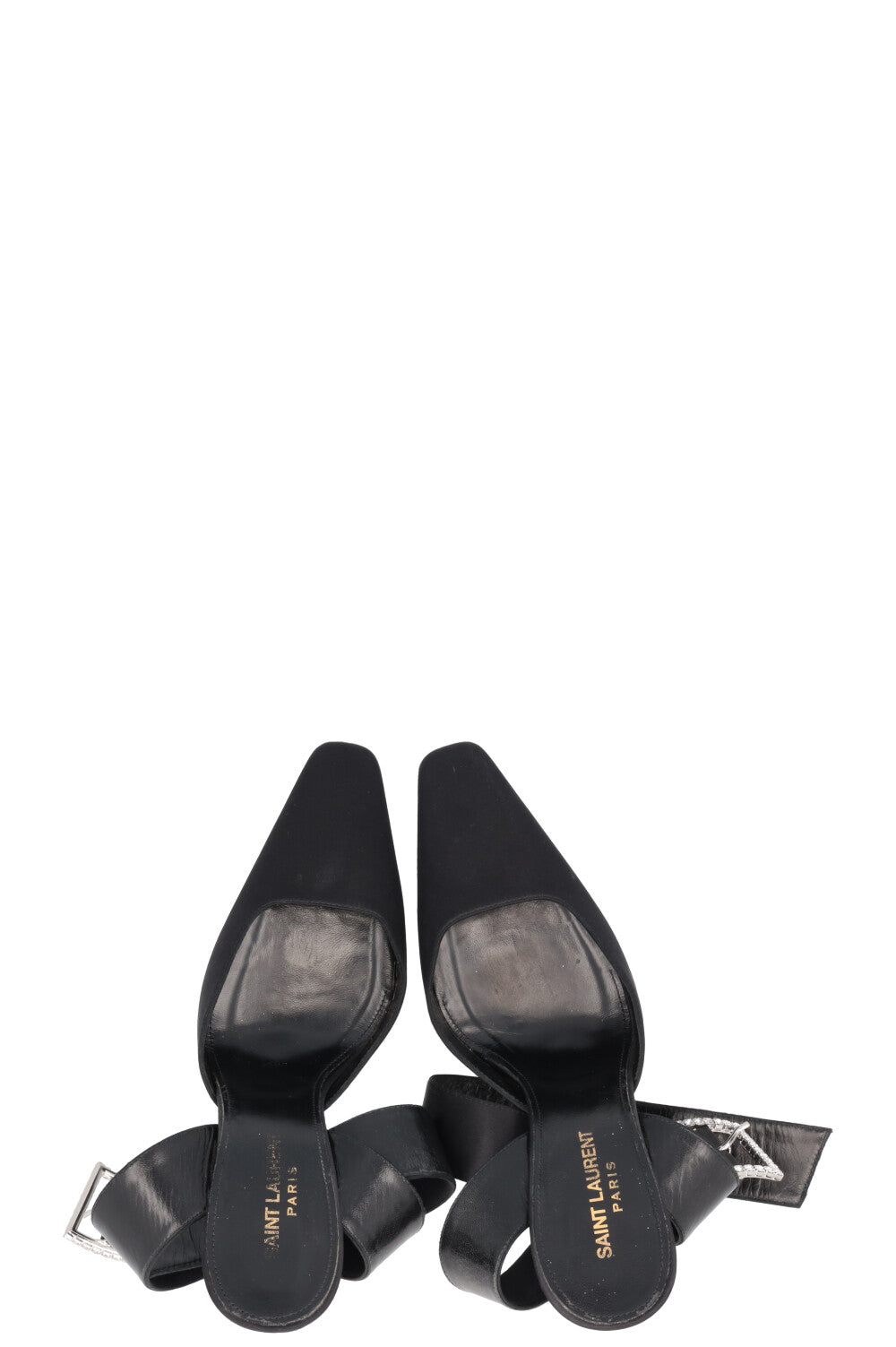 SAINT LAURENT Claude Slingback Heels Satin Black