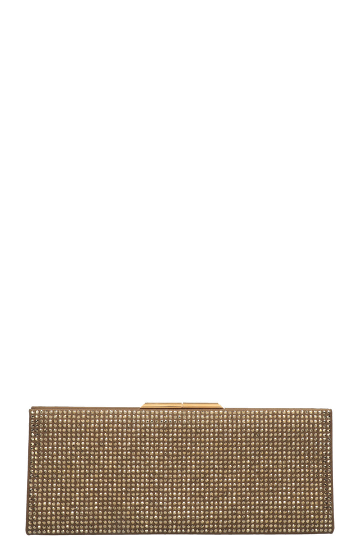 SAINT LAURENT Midnight Clutch Embellished Satin Gold