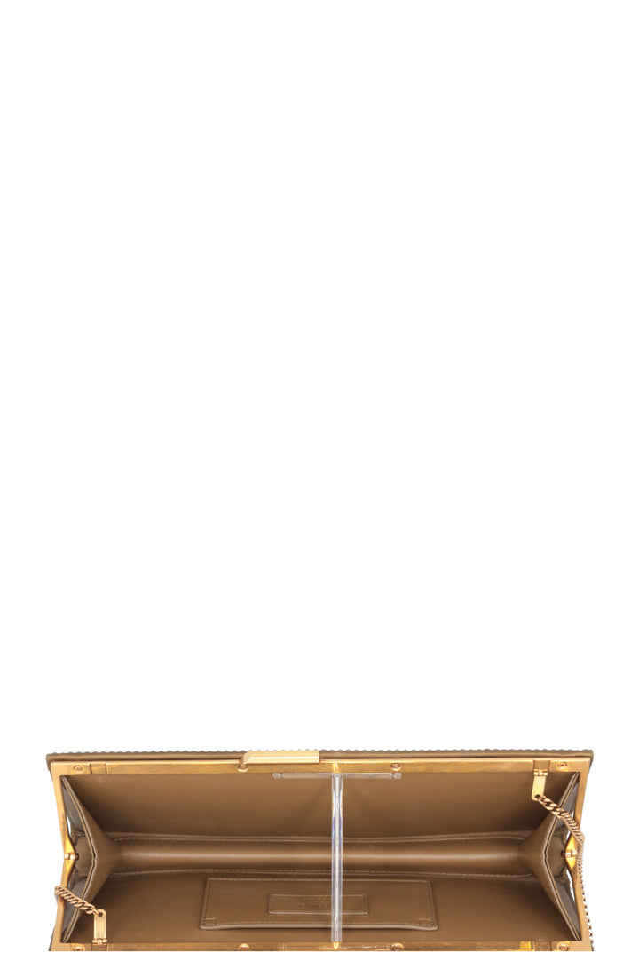 SAINT LAURENT Midnight Clutch Embellished Satin Gold