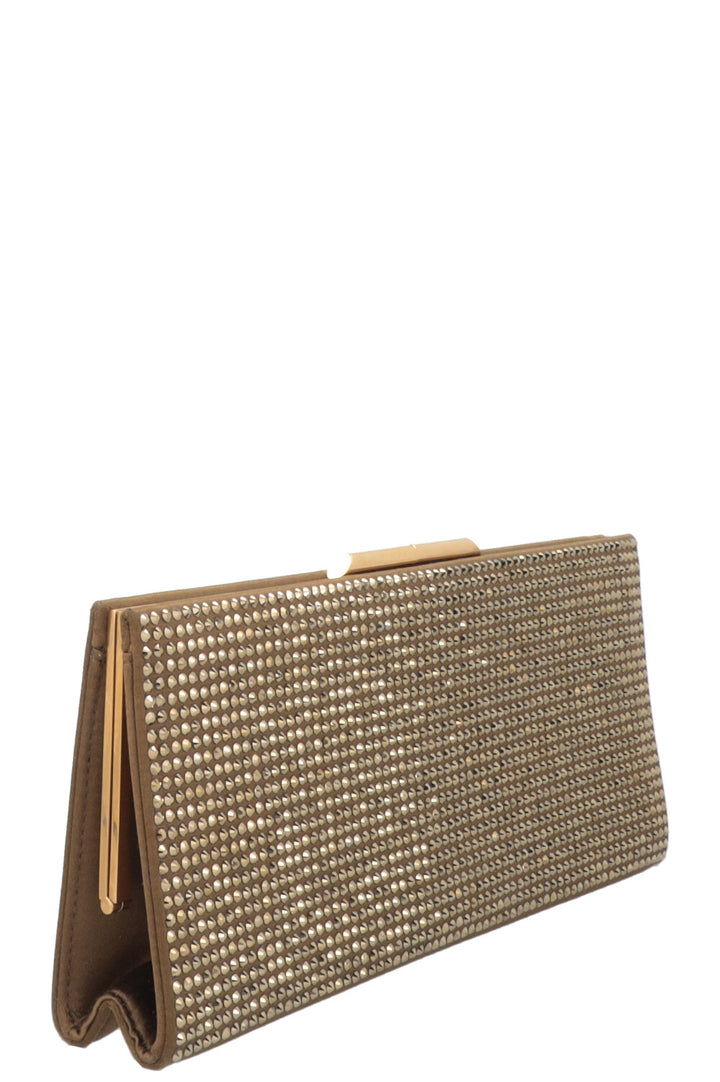 SAINT LAURENT Midnight Clutch Embellished Satin Gold