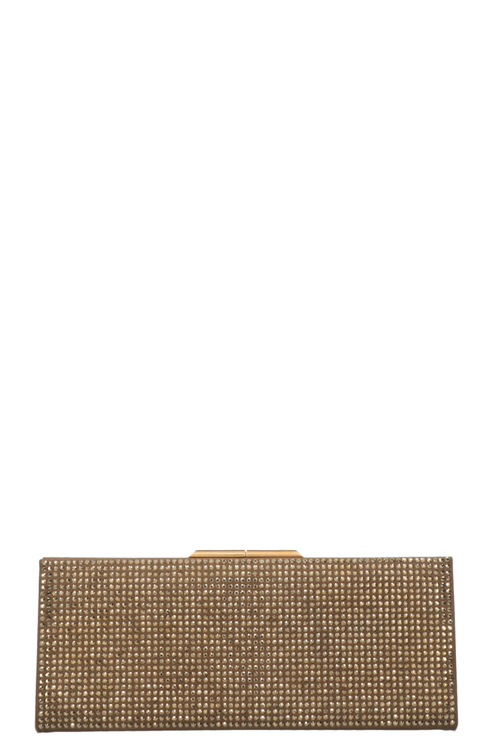SAINT LAURENT Midnight Clutch Embellished Satin Gold