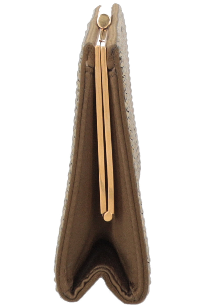 SAINT LAURENT Midnight Clutch Embellished Satin Gold