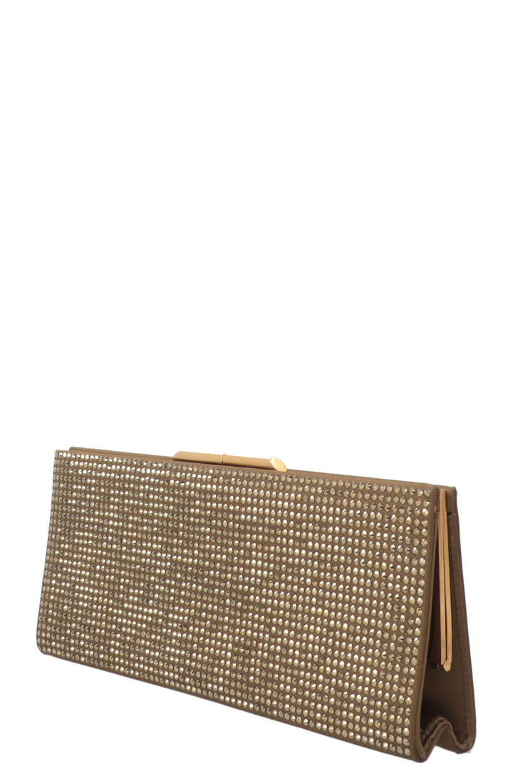 SAINT LAURENT Midnight Clutch Embellished Satin Gold
