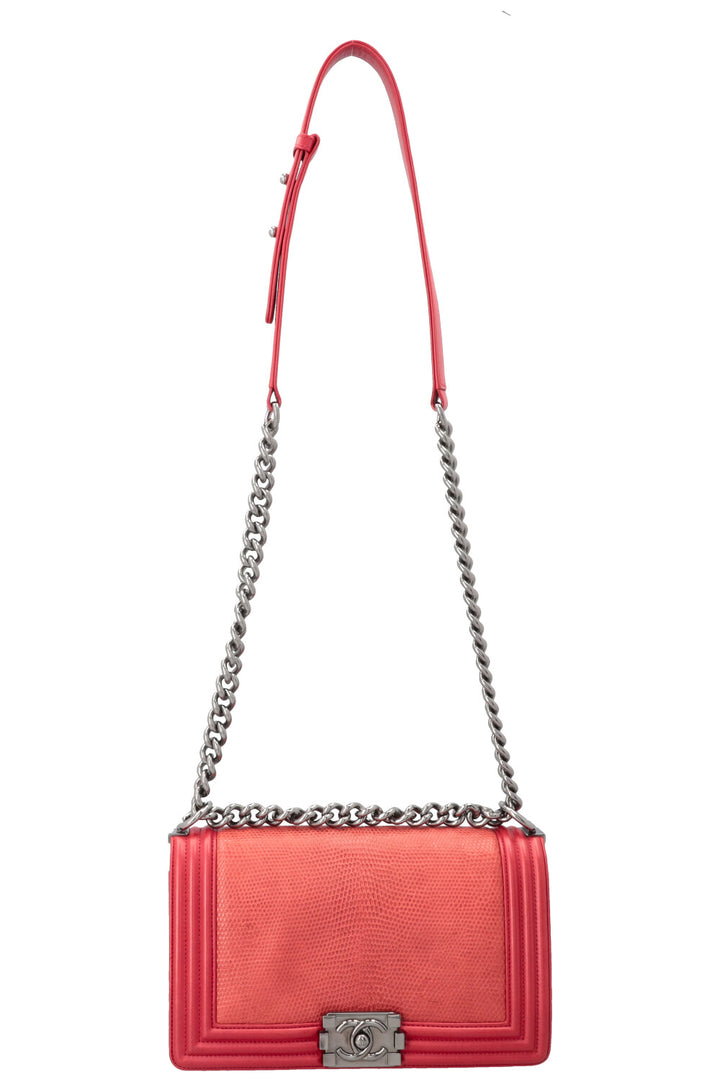 CHANEL Medium Boy Bag Lizzard Red