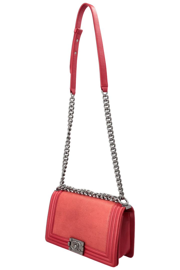 CHANEL Medium Boy Bag Lizzard Red