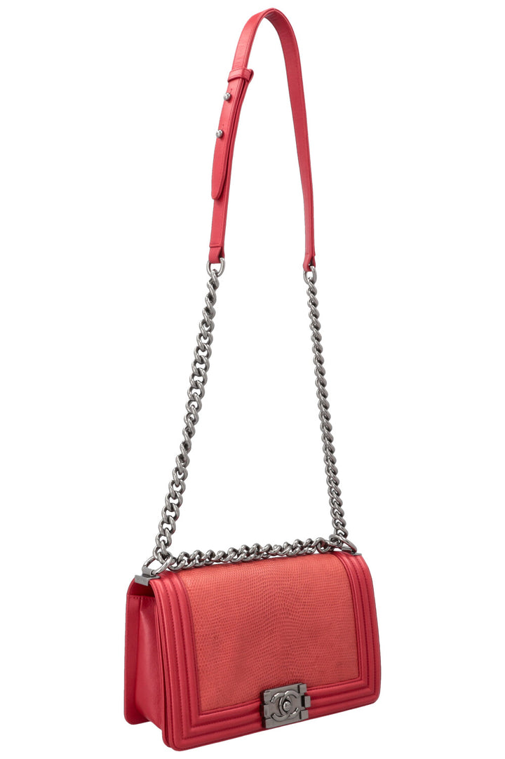CHANEL Medium Boy Bag Lizzard Red