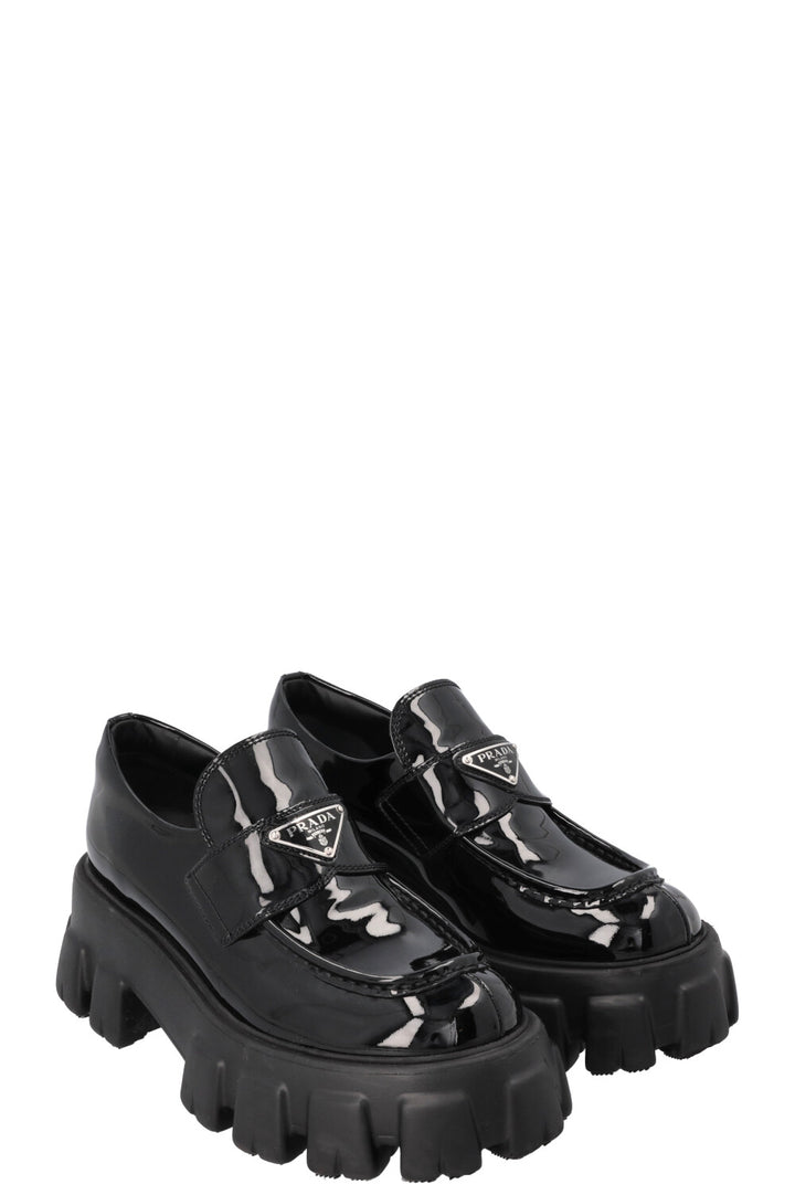 PRADA Monolith Loafers Patent Black