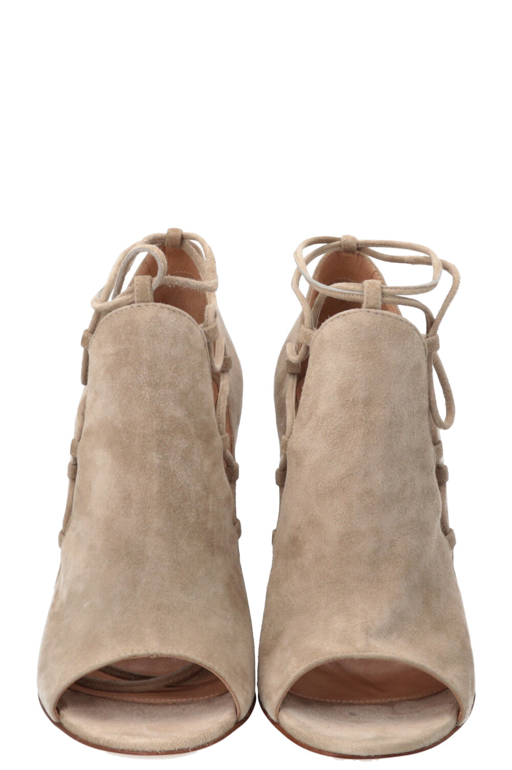 GIANVITO ROSSI Jennie Ankle Heels Suede Beige