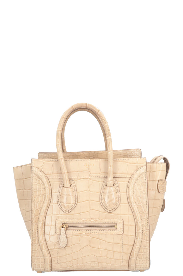 CÉLINE Luggage Micro Alligator Beige