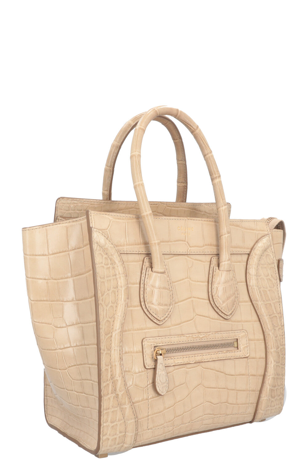 CÉLINE Luggage Micro Alligator Beige