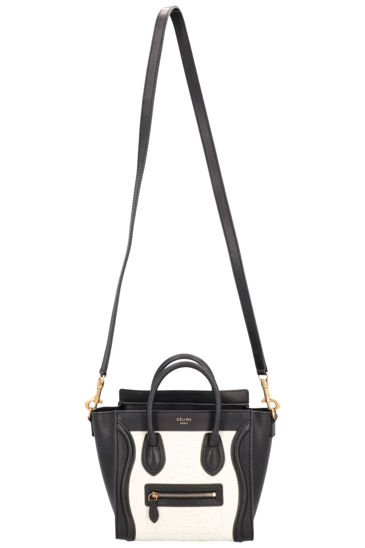 CÉLINE Luggage Nano Python Black White