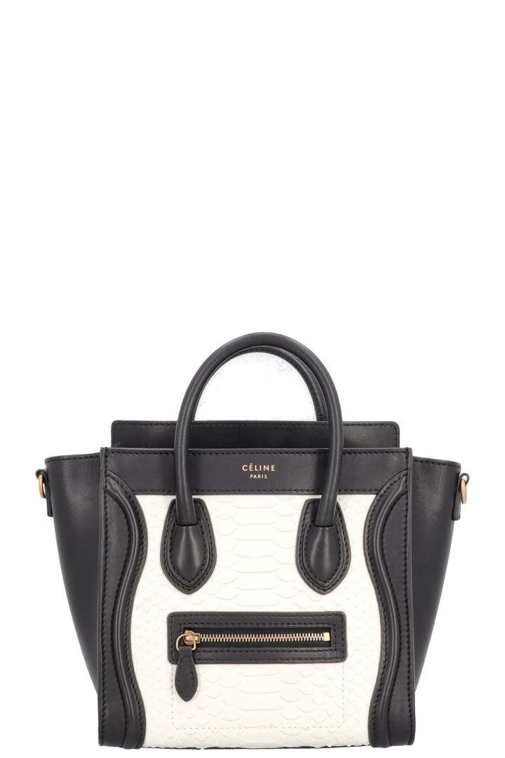 CÉLINE Luggage Nano Python Black White