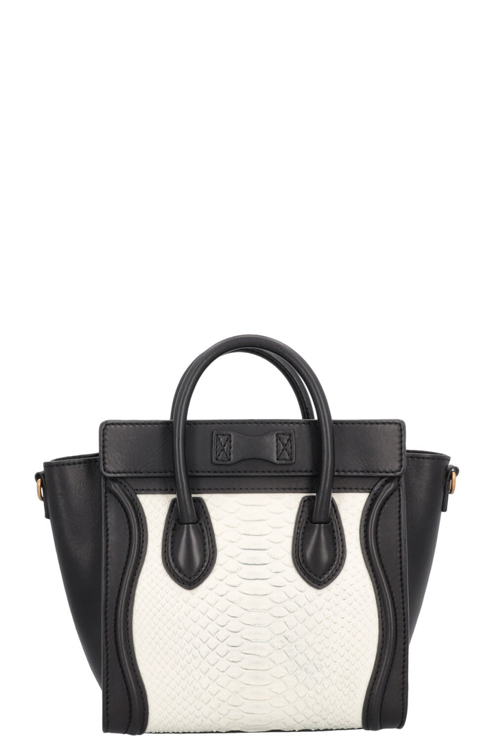 CÉLINE Luggage Nano Python Black White