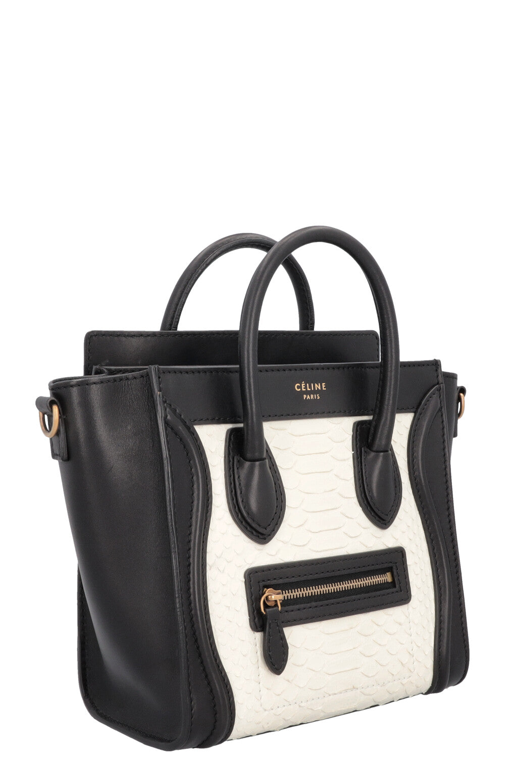 CÉLINE Luggage Nano Python Black White
