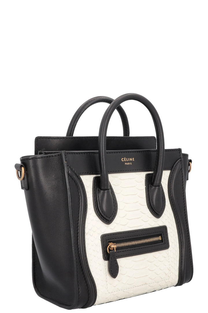 CÉLINE Luggage Nano Python Black White