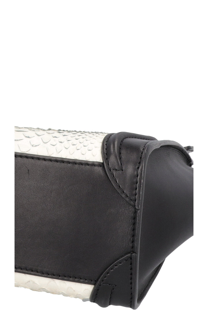 CÉLINE Luggage Nano Python Black White