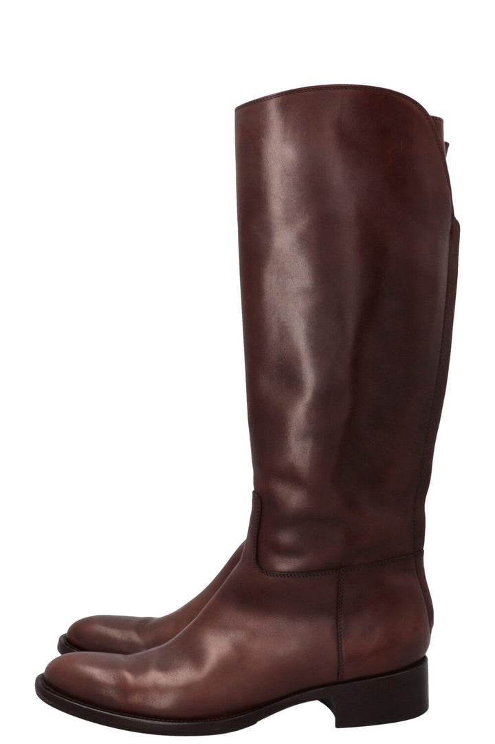 LORO PIANA Knee High Riding Boots Brown