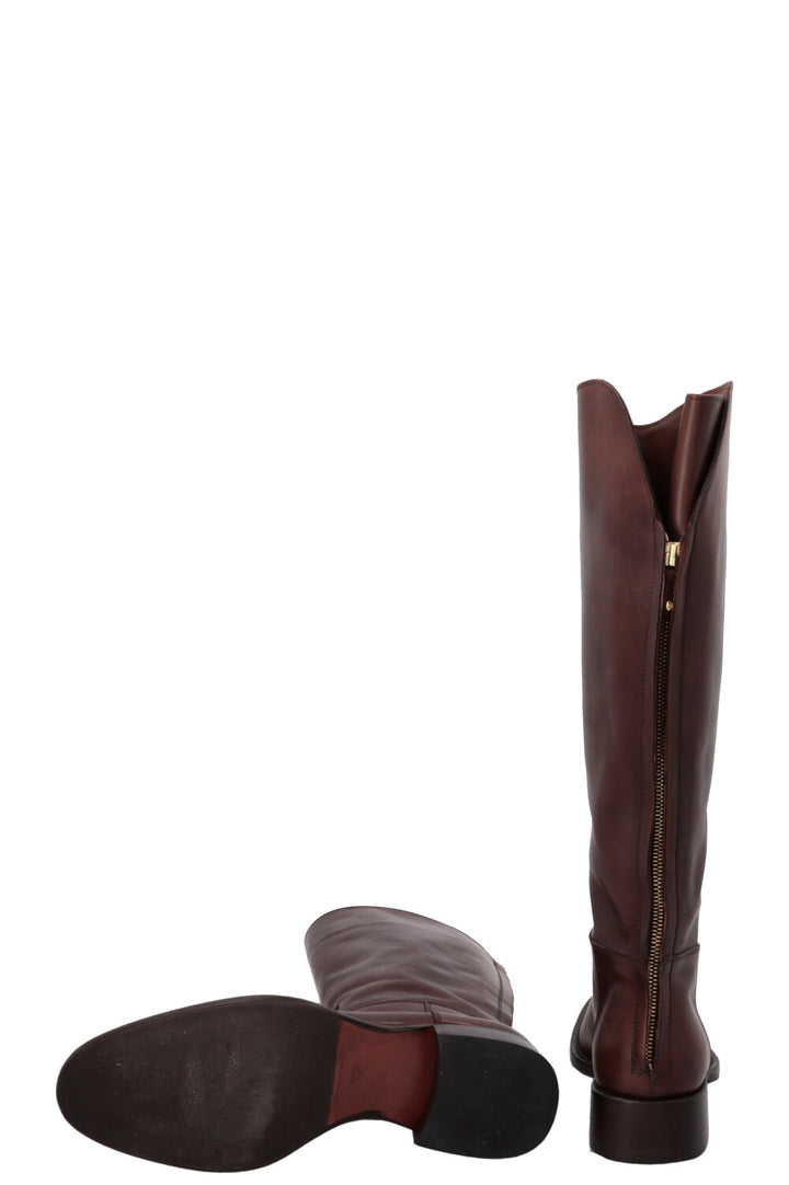 LORO PIANA Knee High Riding Boots Brown
