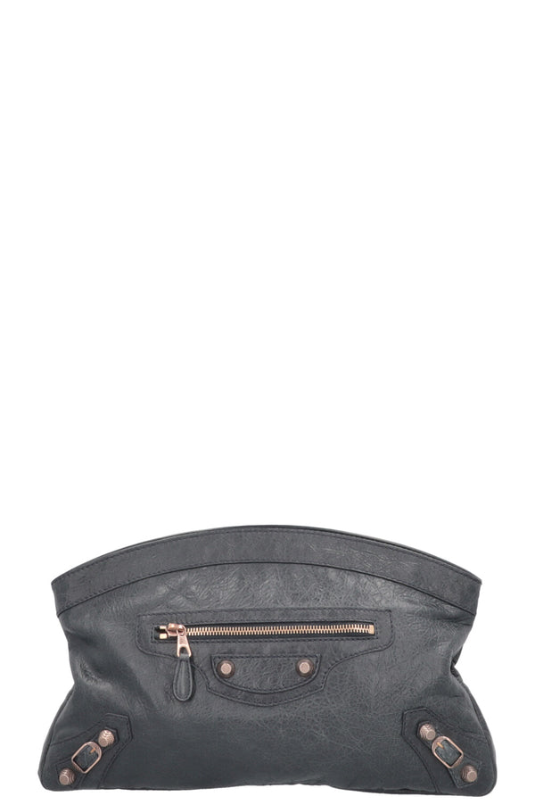 BALENCIAGA City Zip Pouch Leather Charcoal